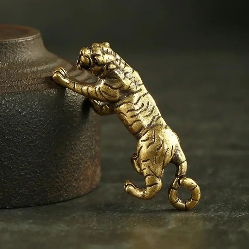 Brass tiger statue desk - tiger,