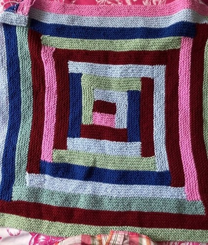 Hand knitted throw unique - knitted,