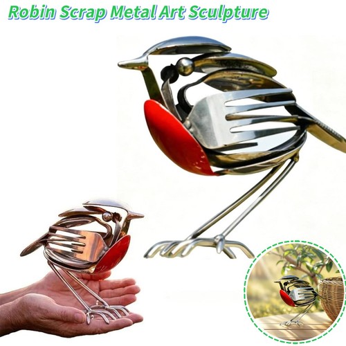 Handmade recycled steel robin - recycled,