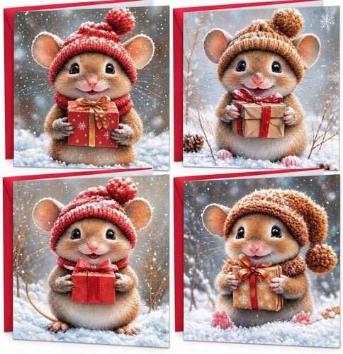 Christmas cards boxed - red, card